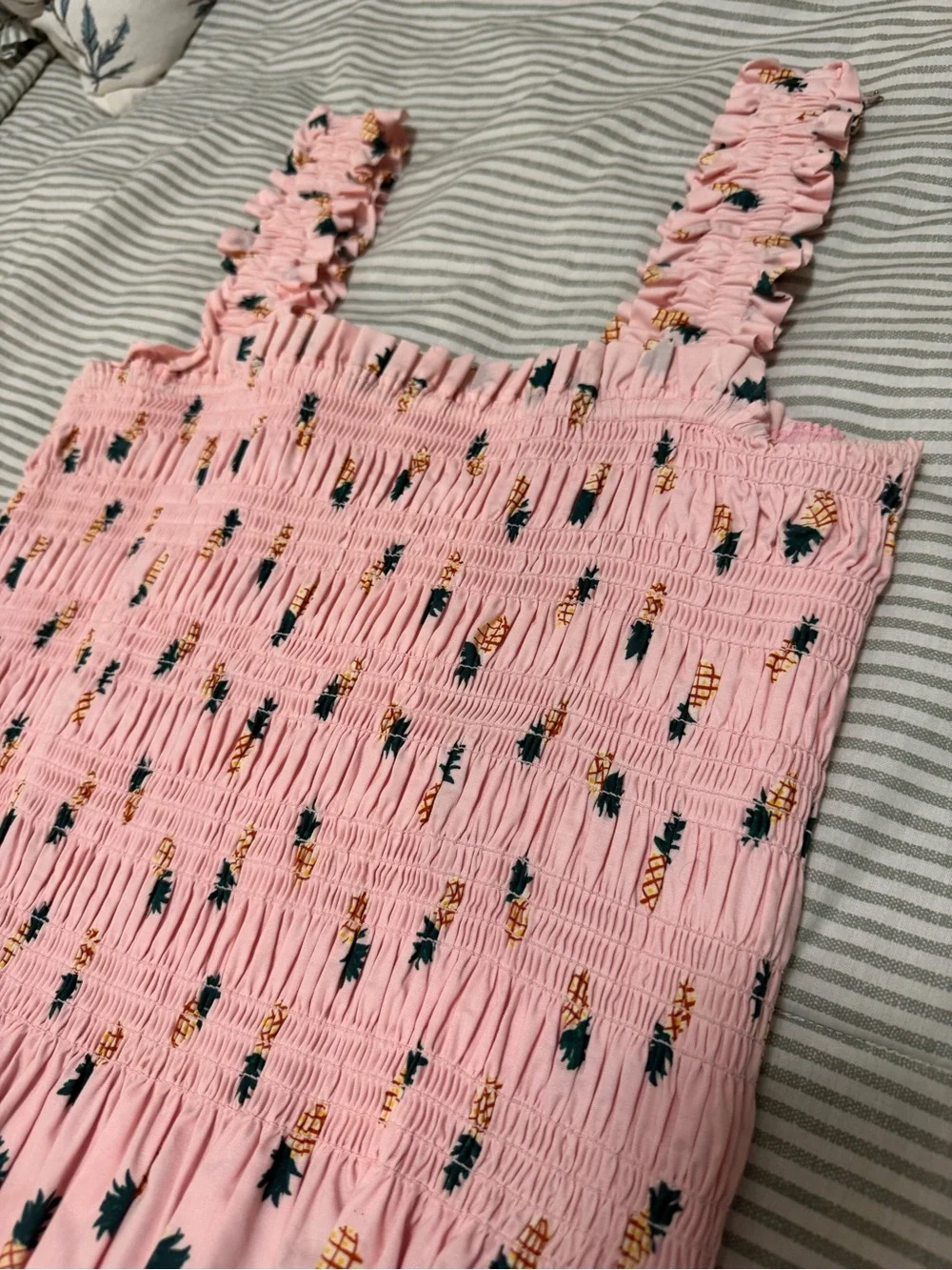 kate spade Pink Smocked Top with Pineapple Print
